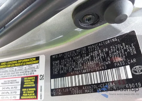 2023 Toyota Camry Se from USA, damaged, VIN 4T1G11AK6PU795443